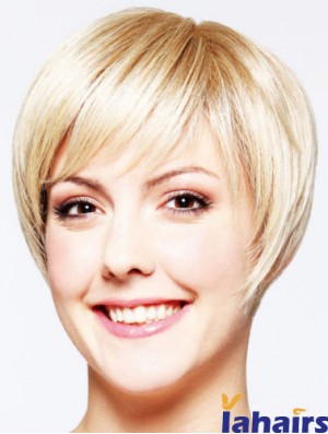 Hairstyles 8 inch Straight Blonde Layered Short Wigs