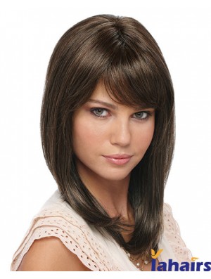 Shoulder Length Brown Layered Straight Great Full Lace Wigs