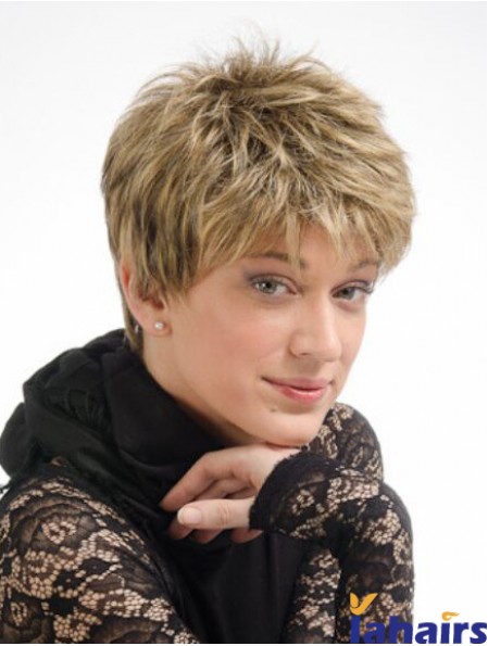 Modern 6 inch Straight Blonde Boycuts Short Wigs