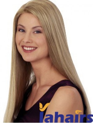 Straight Without Bangs 20 inch Blonde Discount Synthetic Wigs