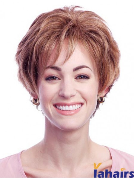 Stylish Auburn Short Layered Wavy Glueless Lace Front Wigs