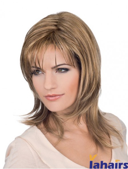 Shoulder Length Blonde Layered Wavy Perfect Full Lace Wigs