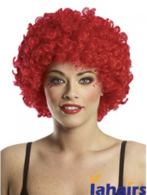 Kinky Without Bangs Short Red Modern Lace Front Wigs