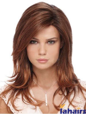 Fashion Auburn Long With Bangs Straight Glueless Lace Front Wigs