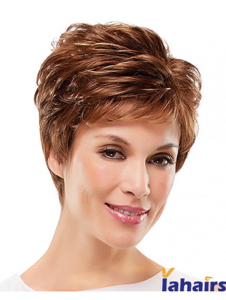 Curly Layered Short Suitable Auburn Synthetic Wigs