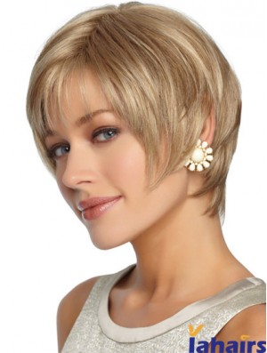 Short Layered Straight Blonde Hairstyles Synthetic Wigs