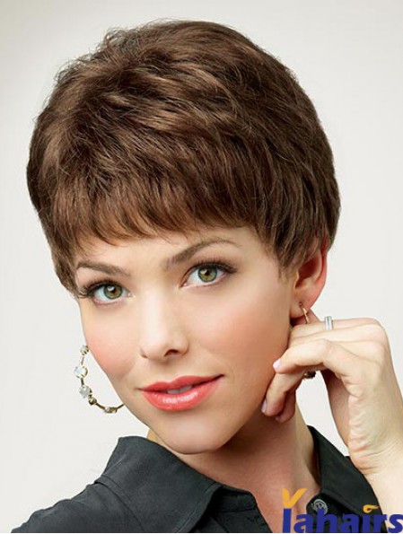 Stylish 8 inch Straight Brown Boycuts Short Wigs