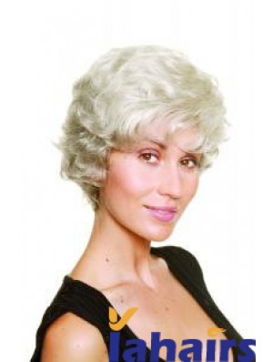 Synthetic Chin Length Wavy Capless Elderly Lady Wigs