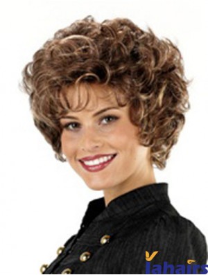 Style 32 inch Straight Brown With Bangs Short Wigs