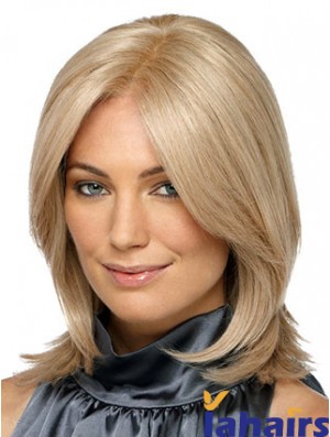 Shoulder Length Without Bangs Straight Blonde Designed Synthetic Wigs