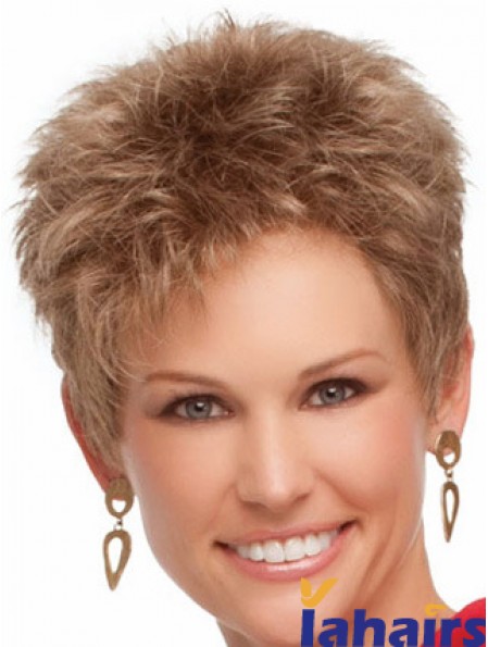 Cropped Boycuts Wavy Blonde Suitable Synthetic Wigs