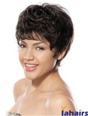 Discount Black Short Boycuts Wavy Glueless Lace Front Wigs