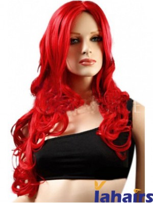 Lace Wigs Synthetic With Synthetic Red Color Wavy Style