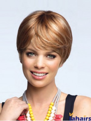 Flexibility 8 inch Straight Blonde Boycuts Short Wigs