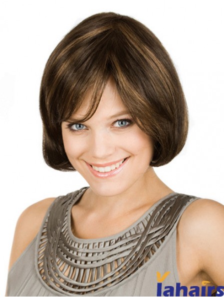 Chin Length Brown Flexibility 10 inch Wavy Bob Wigs