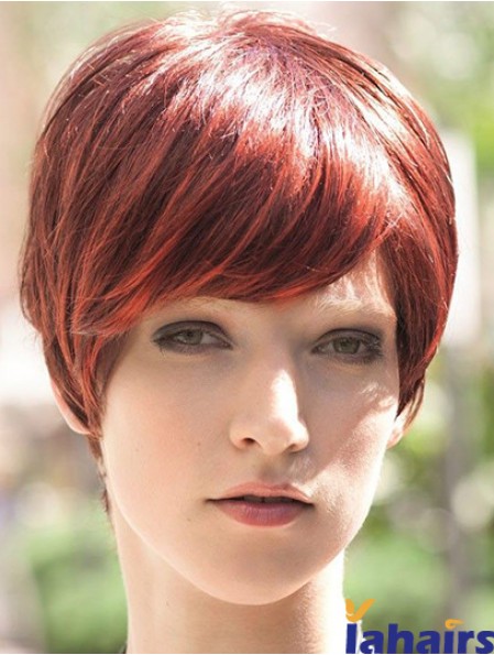 Incredible 8 inch Straight Red Boycuts Short Wigs