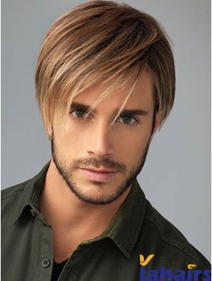 Brown Synthetic Short Men's Wigs With Bangs 