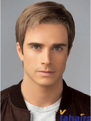 6 inch Brown Classic Short Straight Synthetic Mens Wigs