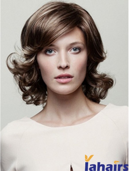 Classic Brown Wavy Chin Length 10 inch Top Medium Wigs