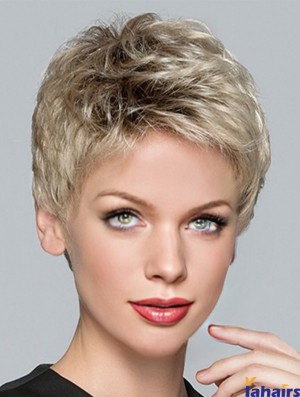 Boycuts Blonde Synthetic Straight 3 inch Short Hair Wigs