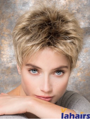 4 inch Blonde Synthetic Boycuts Straight Short Hair