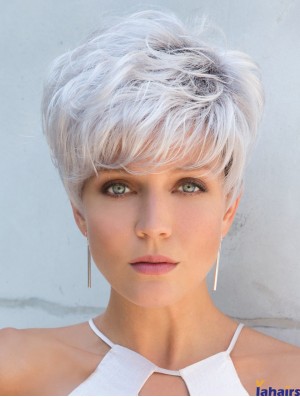 Cropped 5 inch Grey Wigs For Women