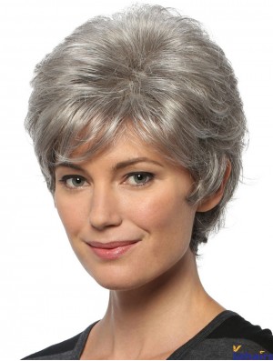 Short Wavy 8 inch Capless Grey Wigs