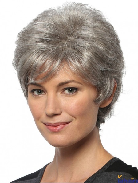 Short Wavy 8 inch Capless Grey Wigs