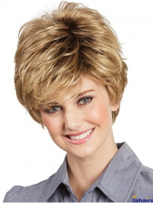 Boycuts Wavy Capless Blonde 8 inch Short Wigs For Women