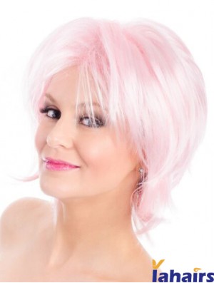 Straight Bobs Pink 8 inch Capless Wig Fashion