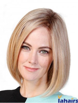 Straight Bobs Blonde 11 inch Monofilament Cancer Patient Wigs