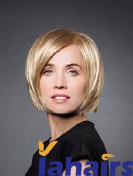 10 inch Straight Blonde Synthetic Chin Length Monofilament Wig Bob