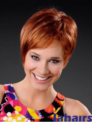 Copper Short Synthetic 8 inch Straight Boycuts Front Lace Wig