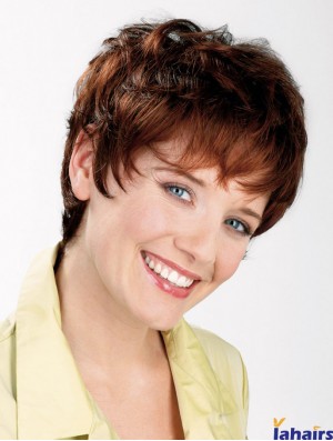 Wavy Boycuts Capless 8 inch Auburn Short Ladies Synthetic Wigs