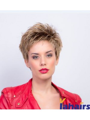 Synthetic Capless 4 inch Boycuts Straight Auburn Short Wig