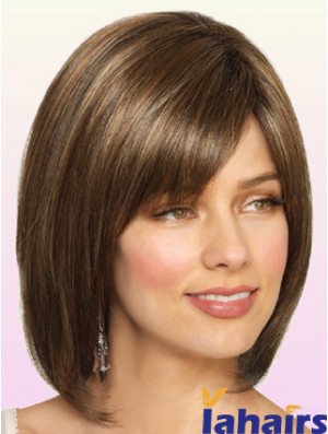 Wigs Bob Style Chin Length Lace Front Bobs Cut Brown Color