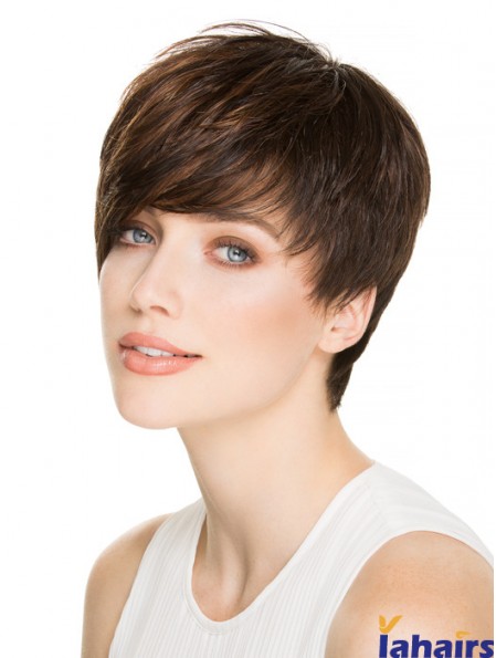 4 inch Fashionable Straight Boycuts Brown Short Wigs