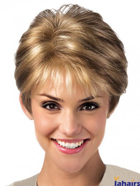 Blonde Lace Front Wig With Synthetic Layered Cut Short Length