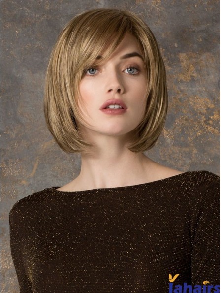 Chin Length Straight Monofilament Blonde Gorgeous Bob Wigs