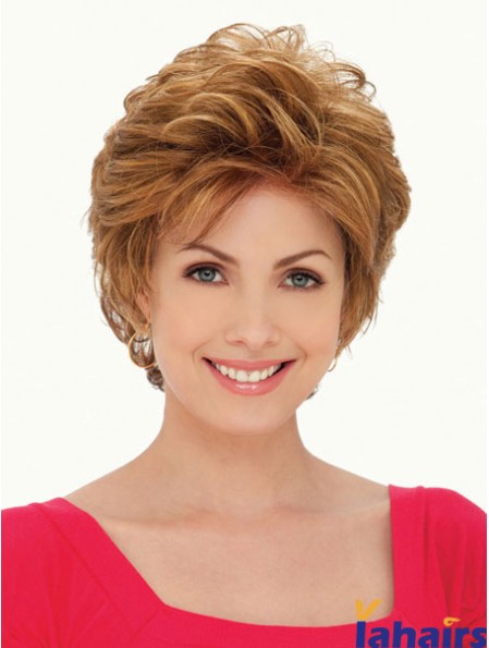 Synthetic Lace Front Wigs UK Layered Cut Cropped Length Auuburn Color