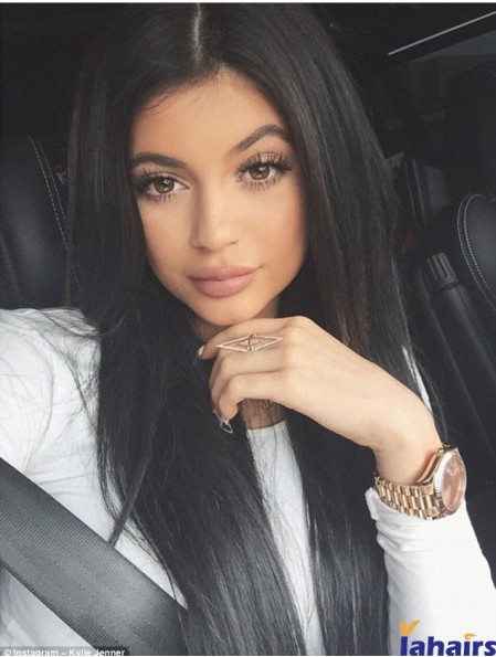 Fashionable 20 inch Long Straight Without Bangs Full Lace Kylie Jenner Wigs