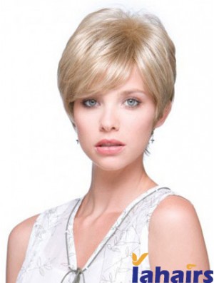 Incredible Blonde Short Straight Boycuts Monofilament Wigs