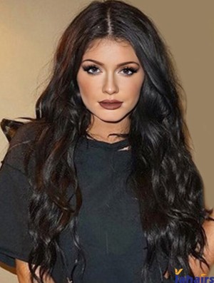 Convenient 24 inch Long Curly Without Bangs Lace Front Kylie Jenner Wigs