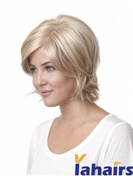 10 inch Blonde Chin Length Layered Straight Discount Lace Wigs