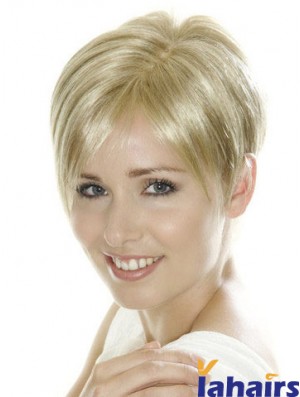 Soft Blonde Cropped Straight Boycuts Lace Front Wigs