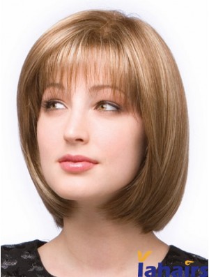 Chin Length Straight Monofilament Brown Stylish Bob Wigs