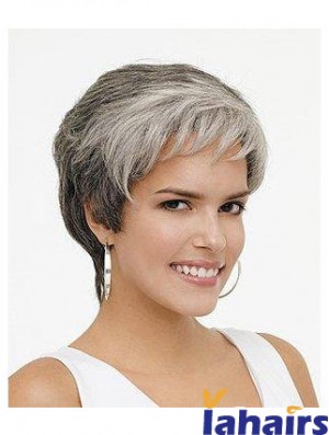 Synthetic Natural Short Wavy Grey Wigs