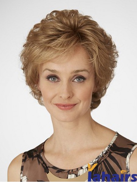 Short Curly Layered Popular Blonde Lace Front Wigs