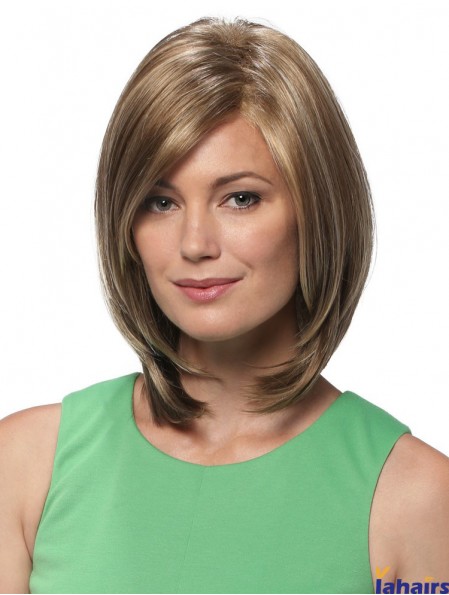 Straight Shoulder Length Blonde 12 inch Lace Front Hairstyles Bob Wigs