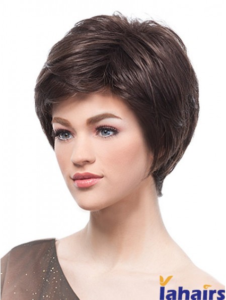 Flexibility Brown Short Straight Boycuts Lace Front Wigs